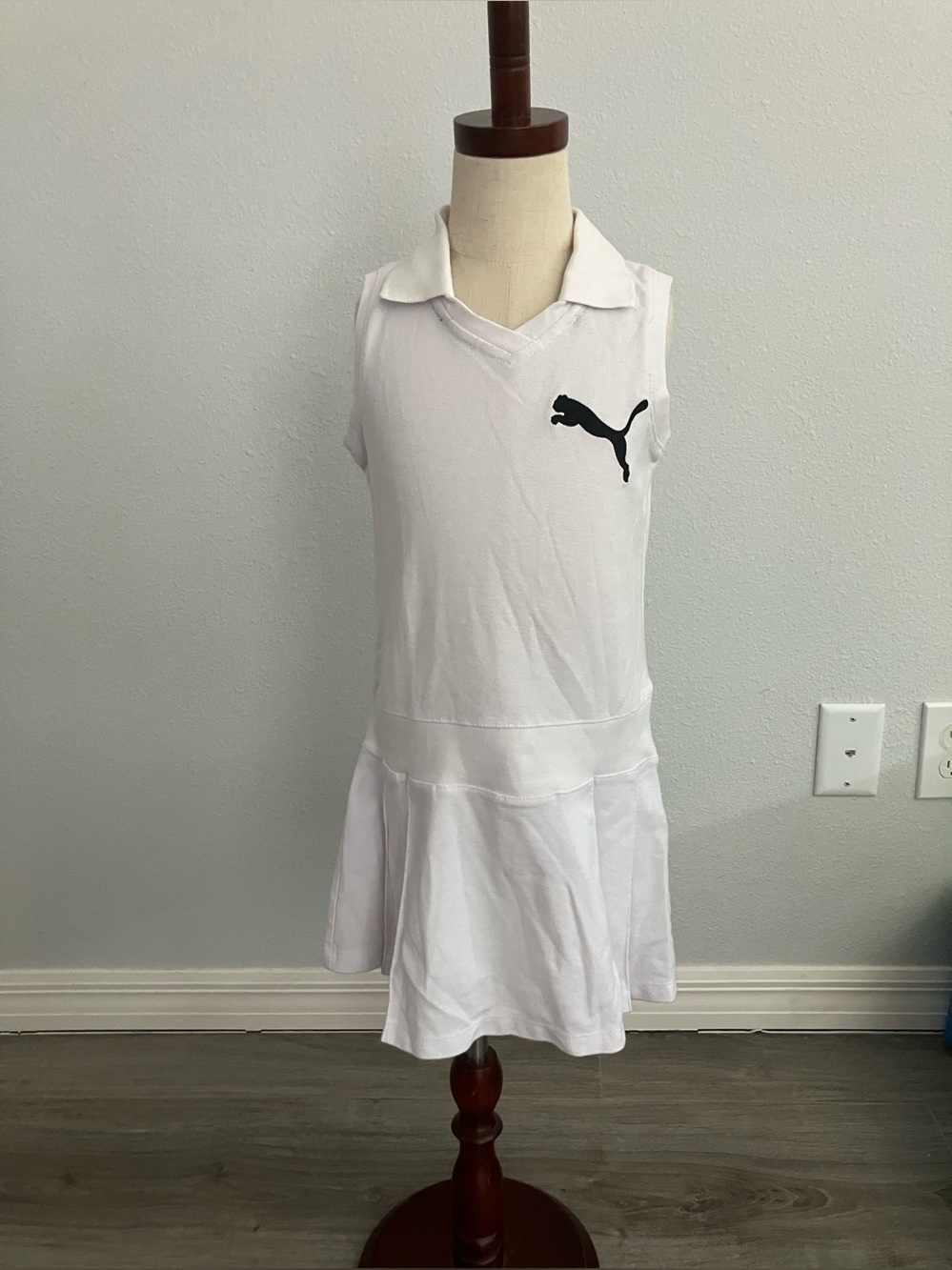 PUMA Girls Pleated Polo White pique Tennis Dress | 7